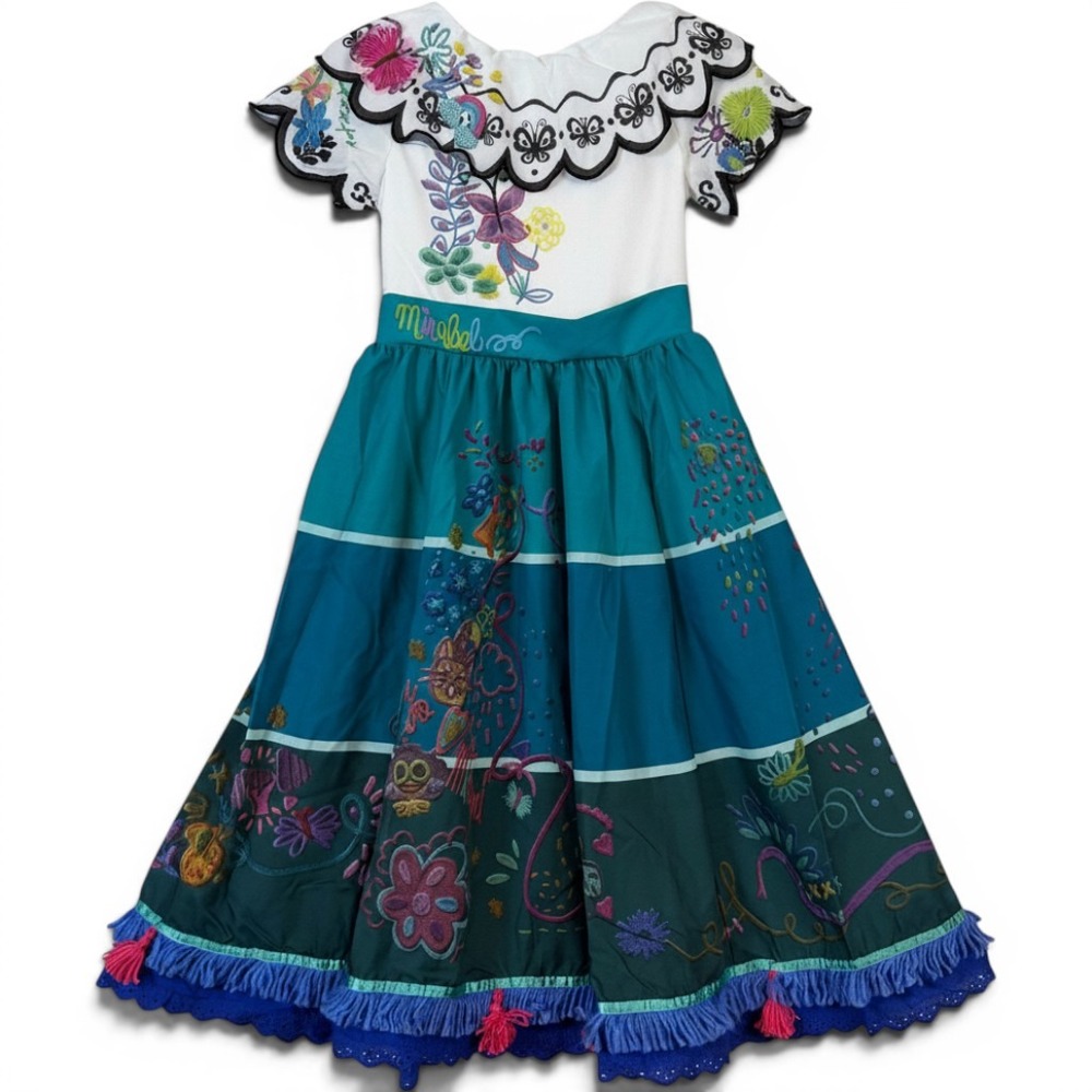 Disney Store Encanto Mirabel Costume Dress Girls Size 7/8 Embroidered Halloween - Picture 1 of 11